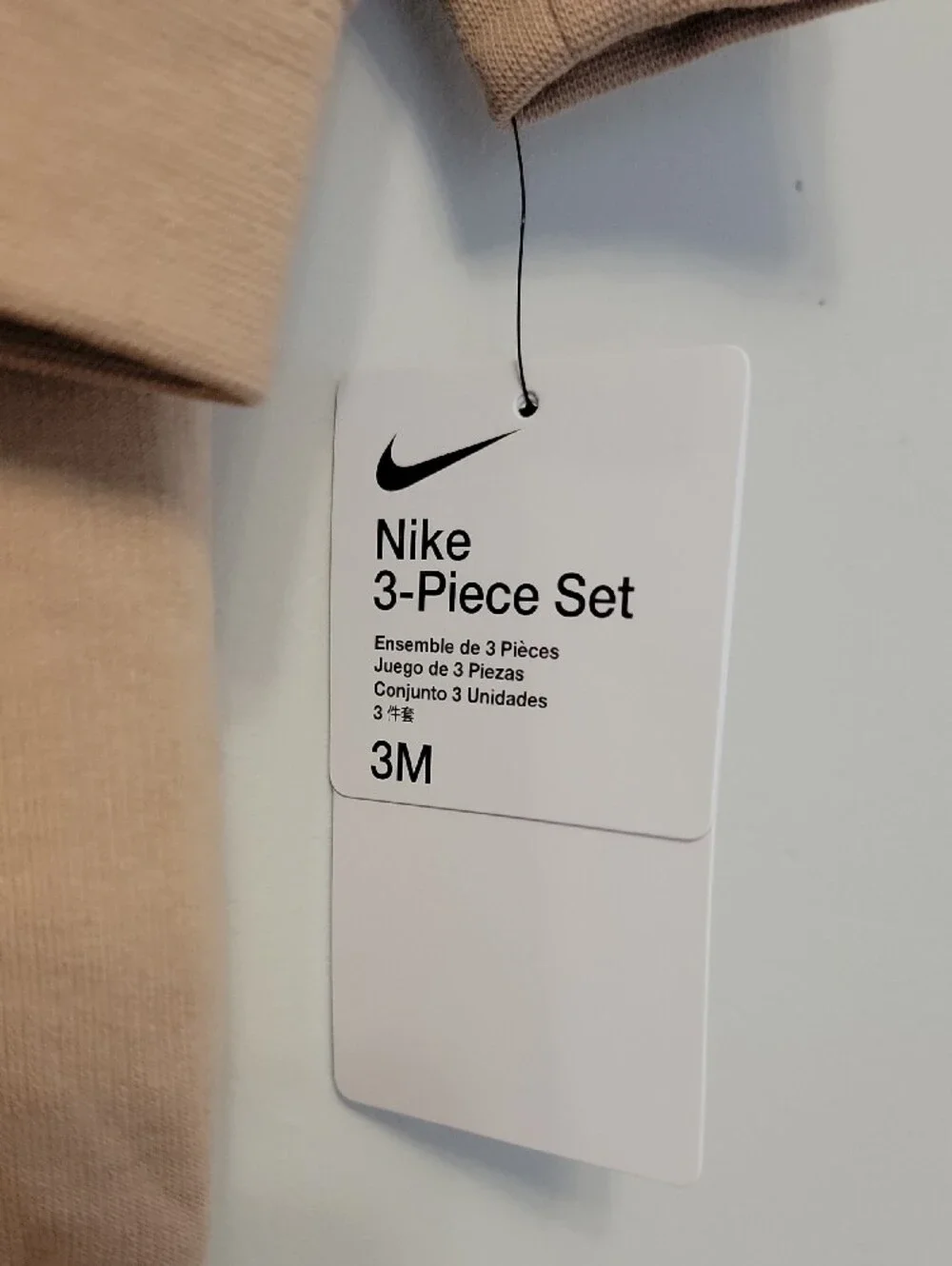 Nike Toddler 3-Piece Hoodie Set in Tan & White